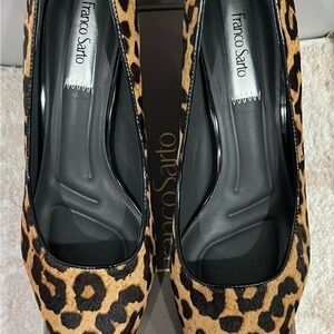 Franco Sarto Kalsa2 Women's Pumps Size 8.5 M Brown Leopard Print Kitten Heel NIB
